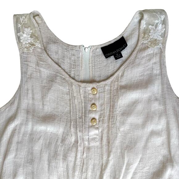 Cynthia Rowley Cream Sleeveless Top Womens Medium Lace Romantic Flirty Coquette - Picture 4 of 14